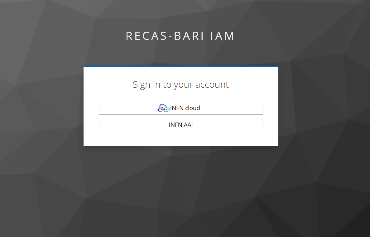 Schermata di autenticazione ReCaS Bari